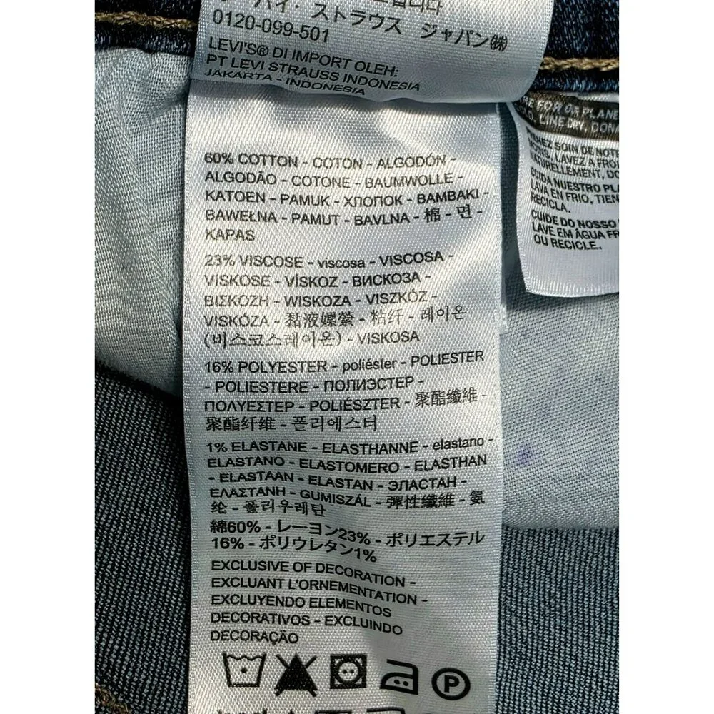 Levis Boyfriend Jeans Blue Denim Pants Midrise Stretch Straight Leg Womens 32 - Picture 13 of 13